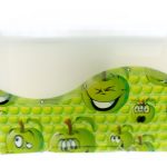 A transparent folder featuring a green apple pattern, each apple with different cartoon facial expressions. Perfect for organizing documents, this item reflects the quality of manufacturing stationery items in China.